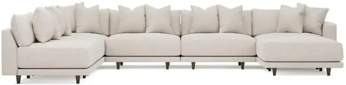 Toulouse Heathered Cream Performance Modular 7-Piece Corner Sectional With Ottoman - Right End - 171"