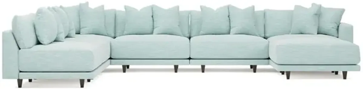 Toulouse Sea Mint Performance Modular 7-Piece Corner Sectional With Ottoman - Right End - 171"