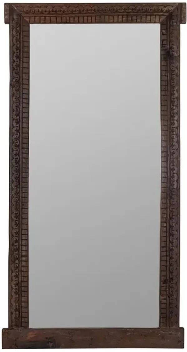 Nova Rustic Lodge Brown Mango Wood Rectangular Floor Mirror
