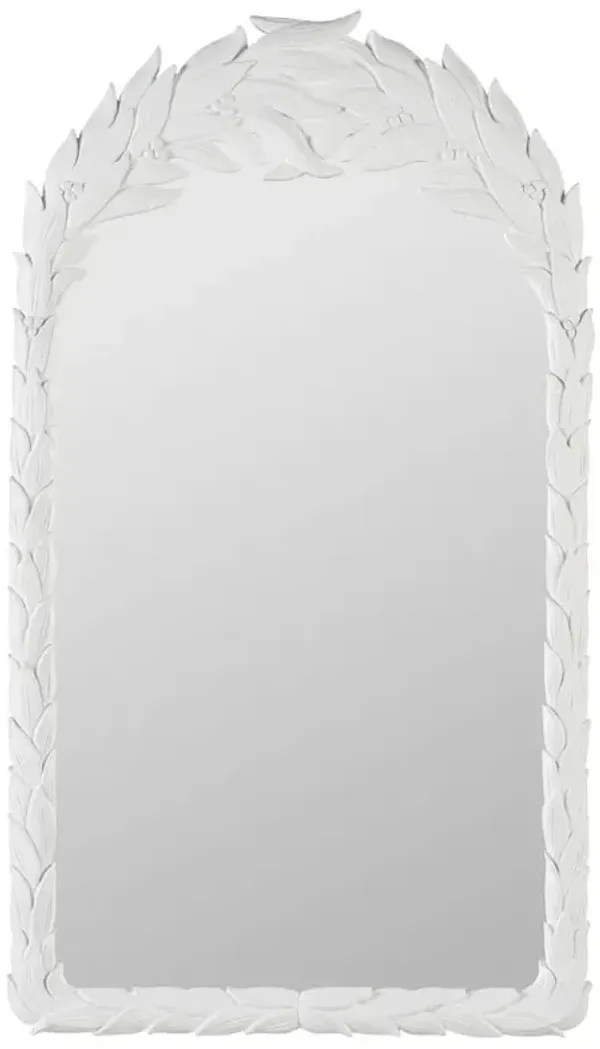 Skyler Coastal Beach White Leaf Arched Wall Mirror