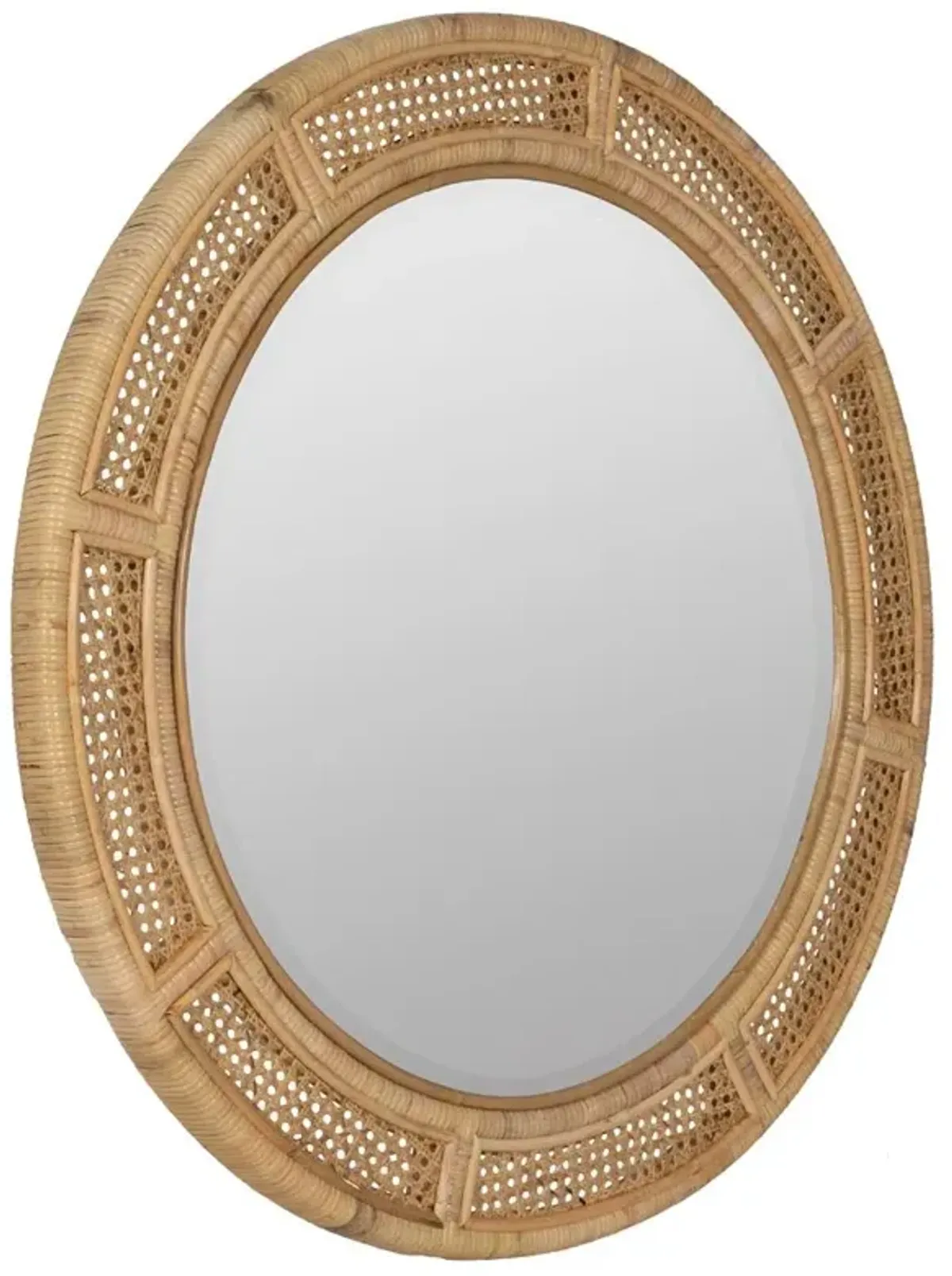 Maya Coastal Natural Rattan Round Wall Mirror