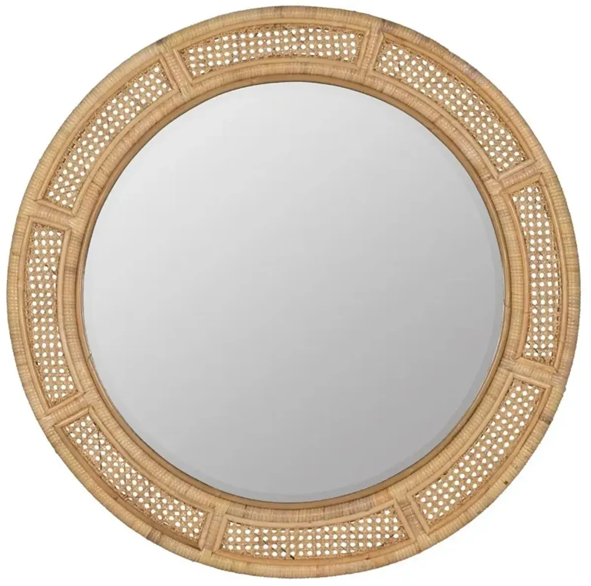 Maya Coastal Natural Rattan Round Wall Mirror