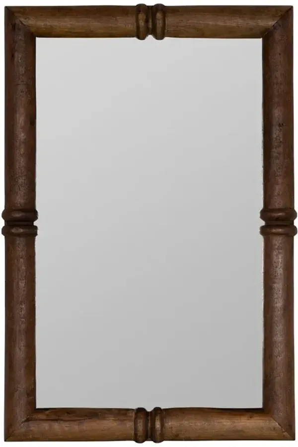 Julia Rustic Lodge Walnut Wood Rectangular Wall Mirror