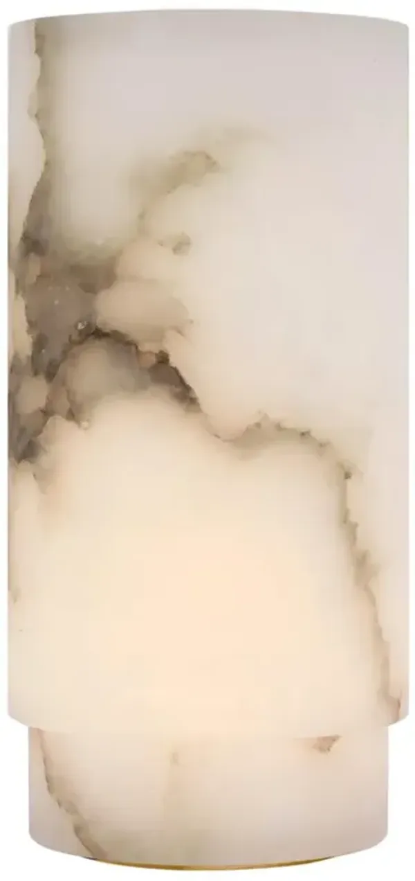 Visual Comfort Tourne French White Alabaster Rechargeable Table Lamp - 12"