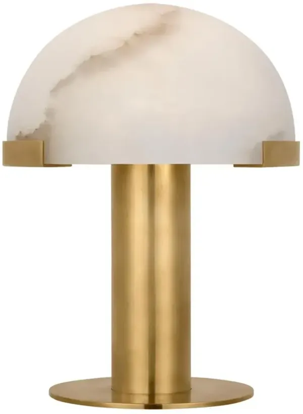 Visual Comfort Melange Alabaster Shade Antique Brass Rechargeable Table Lamp - 8"