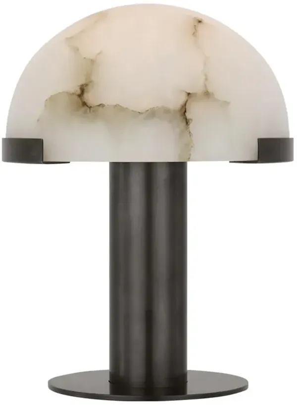 Visual Comfort Melange Alabaster Shade Bronze Rechargeable Table Lamp - 8"