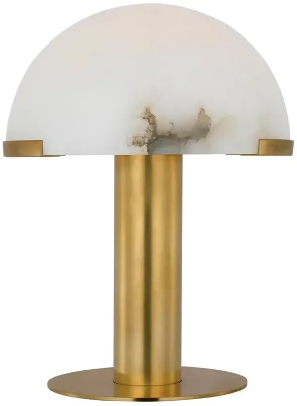 Visual Comfort Melange Alabaster Shade Antique Brass Rechargeable Table Lamp - 12"