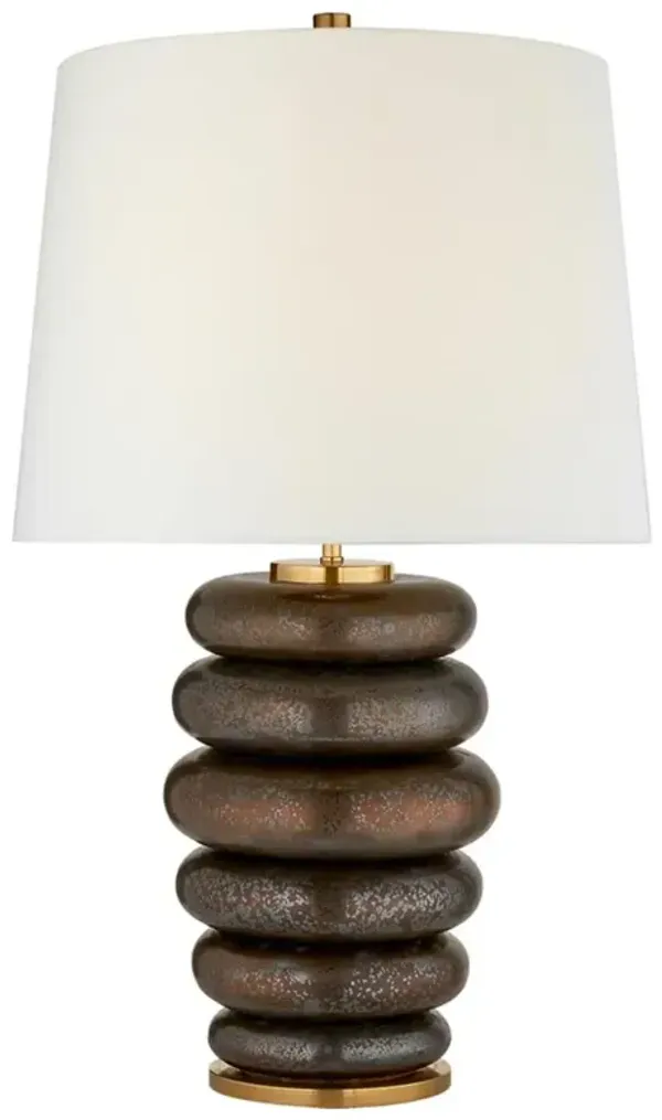 Visual Comfort Phoebe Modern Crystal Bronze Ceramic Cordless Stacked Table Lamp