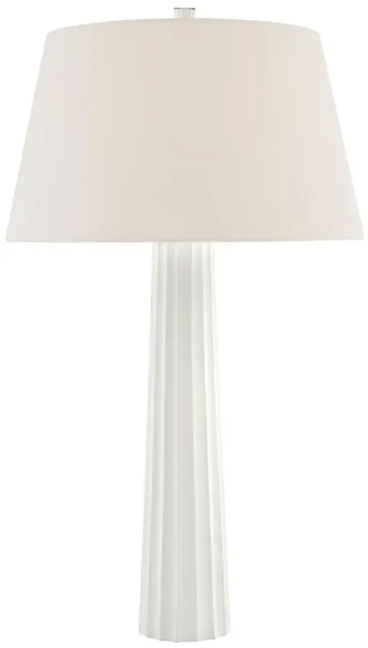 Visual Comfort Fluted Spire Modern Classic Plaster White Cordless Table Lamp