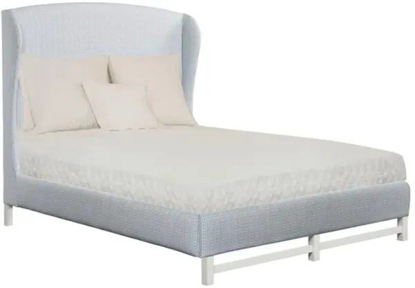 Claire Coastal Beach Blue Stripe Wingback Bed - Queen