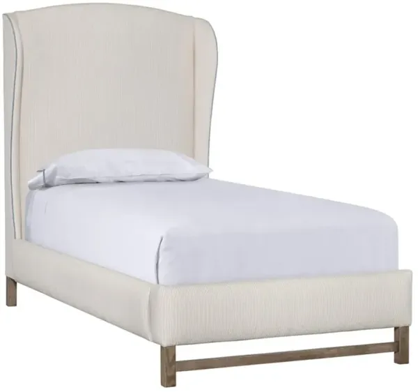 Julia French Country Beige Performance Stripe Wingback Bed - Twin