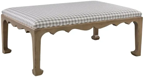 Deven Updated Traditional Brown Performance Gingham Rectangular Cocktail Ottoman
