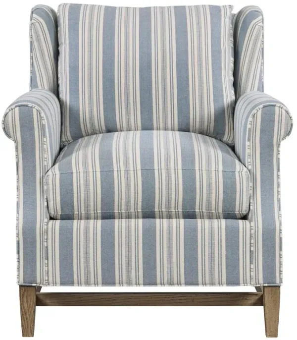 June Coastal Beach Blue White Stripe Cotton Arm Chair
