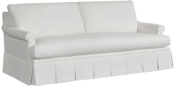 Adley Updated Traditional White Performance Pleated Bench Sofa - 86"