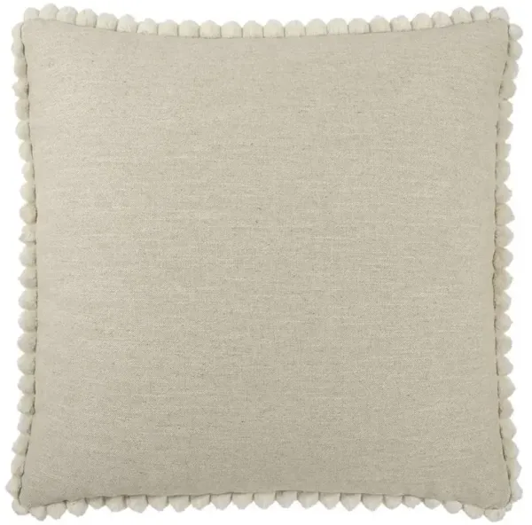 Alba Coastal Beige Decorative Pom Throw Pillow - 20x20