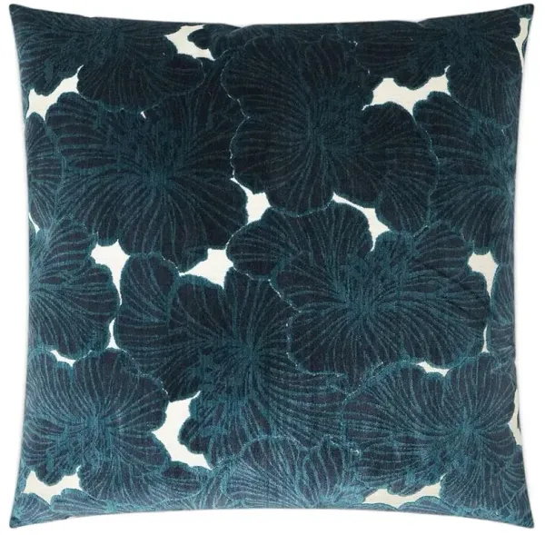 Demetria French Country Blue Floral Cream Decorative Throw Pillow - 22x22