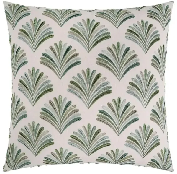 Georgia French Green Embroidered Beige Decorative Throw Pillow - 20x20