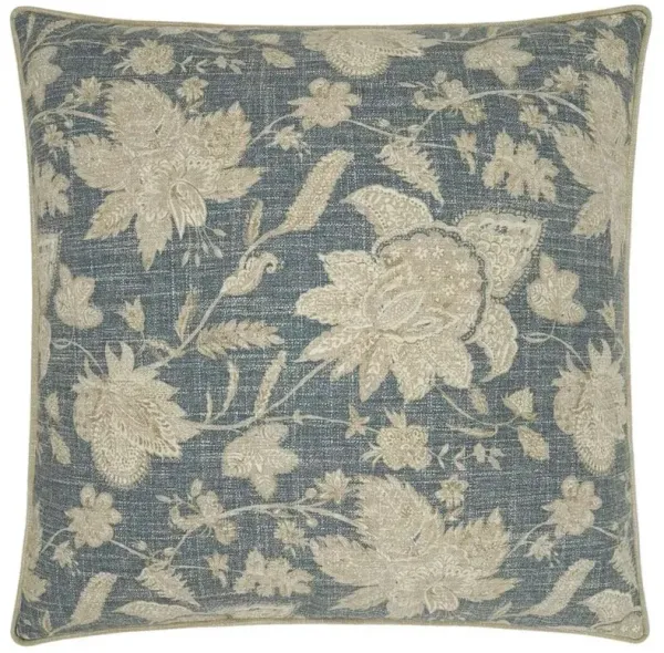 Gracie French Country Indigo Floral Decorative Throw Pillow - 20x20