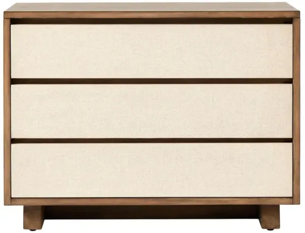 Shiloh Rustic Lodge Cream Painted Linen Brown Wood Nightstand