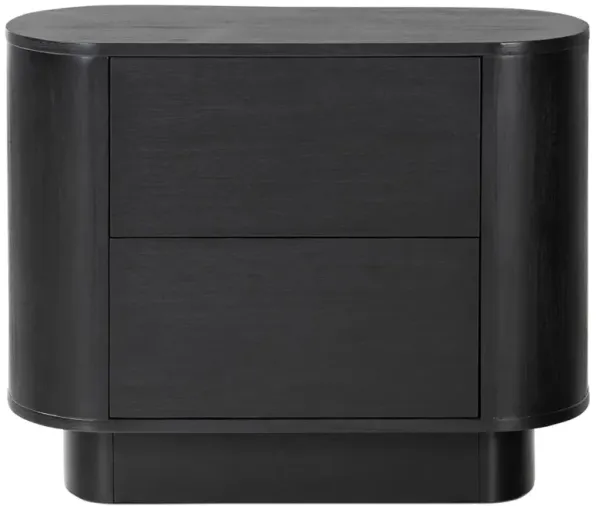 Paris Rustic Lodge Black Acacia Wood Oval Nightstand