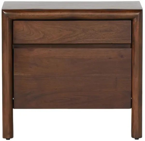 Malik Rustic Lodge Brown Acacia Wood Nightstand