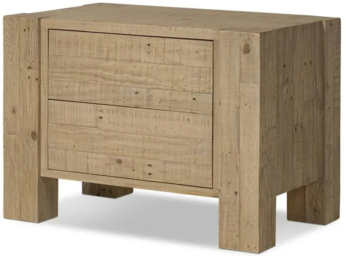 Godwin Rustic Lodge Brown Reclaimed Pine Wood Nightstand