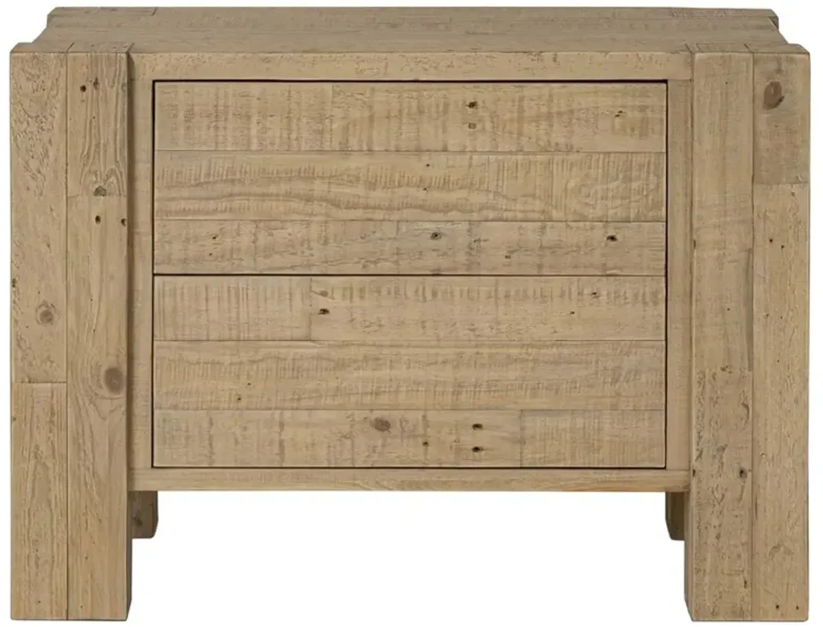 Godwin Rustic Lodge Brown Reclaimed Pine Wood Nightstand