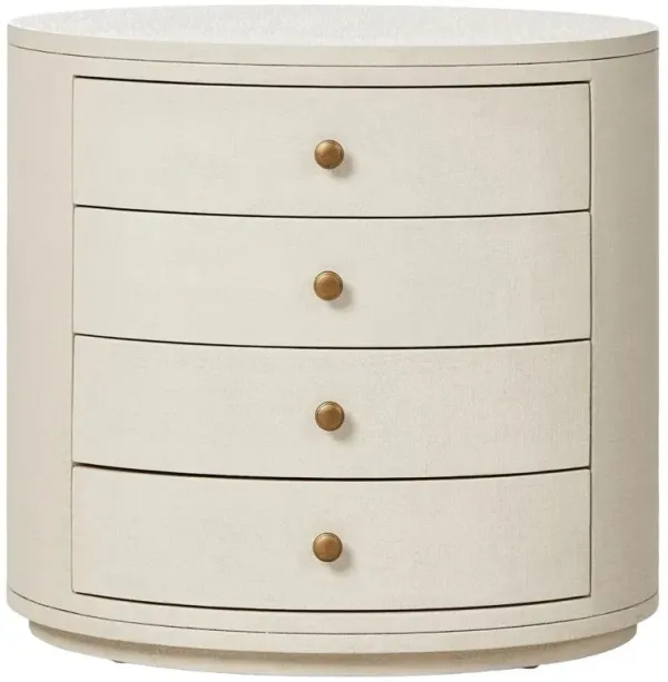 Beatrice Modern Classic Cream Painted Linen Oval Nightstand
