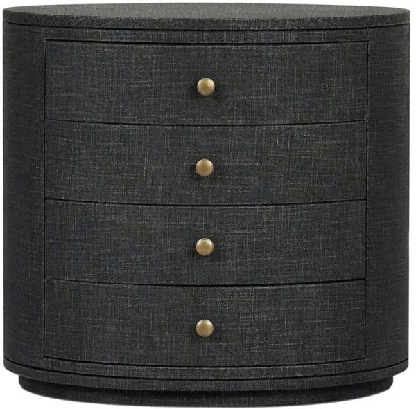 Beatrice Modern Classic Black Painted Linen Oval Nightstand