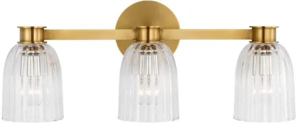 Visual Comfort Asalea Mid Century Antique Brass Triple Vanity Light