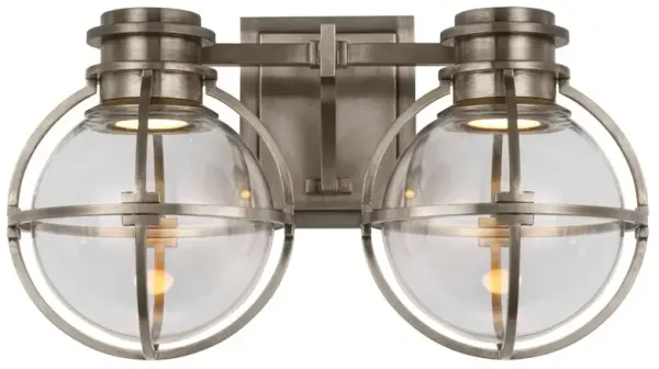 Visual Comfort Gracie Industrial Antique Nickel Double Sconce