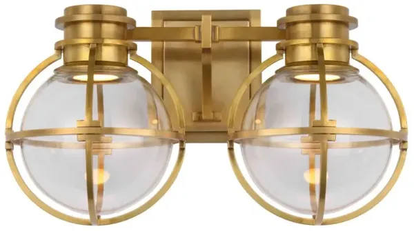 Visual Comfort Gracie Industrial Antique Burnished Brass Double Sconce