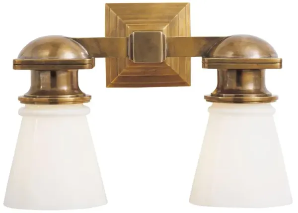 Visual Comfort New York Subway Industrial Antique Brass Double Light Sconce