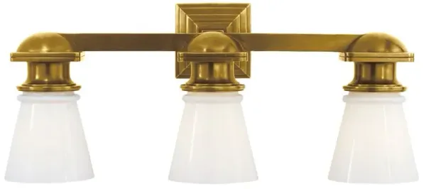 Visual Comfort New York Subway Industrial Antique Brass Triple Light Sconce