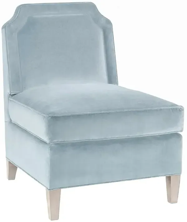 Highland House Luc French Country Light Blue Velvet Slipper Chair
