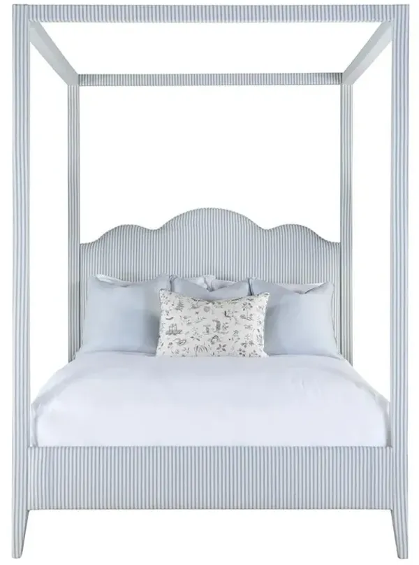 Highland House Dunmore French Country Blue Stripe Canopy Bed - King