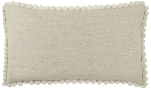 Alba Coastal Beige Decorative Pom Lumbar Pillow - 14x24
