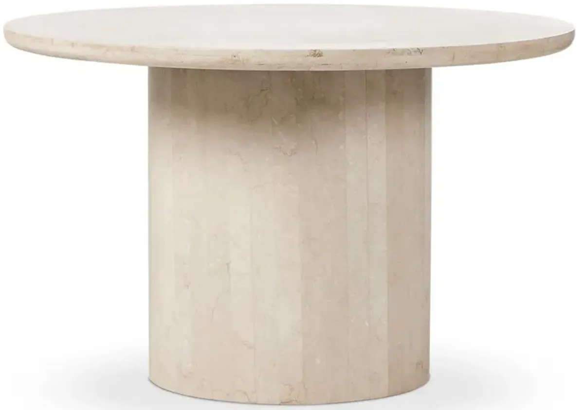 Orkins Modern Classic Cream Marble Round Outdoor Dining Table - 48"