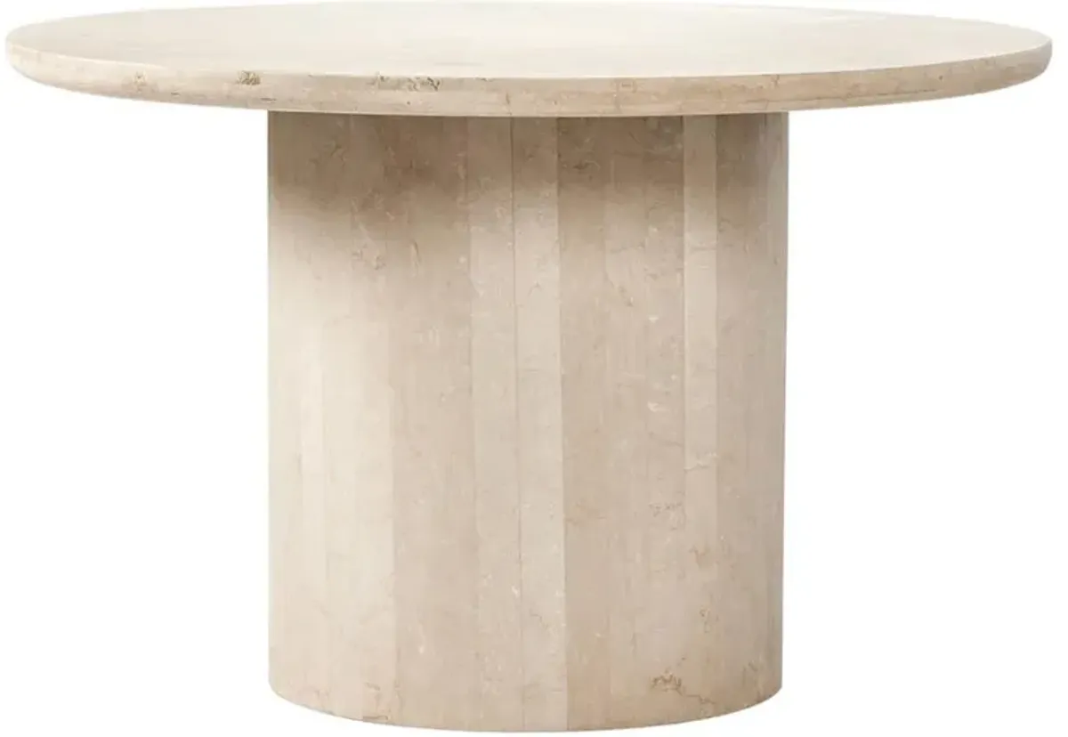 Orkins Modern Classic Cream Marble Round Outdoor Dining Table - 48"