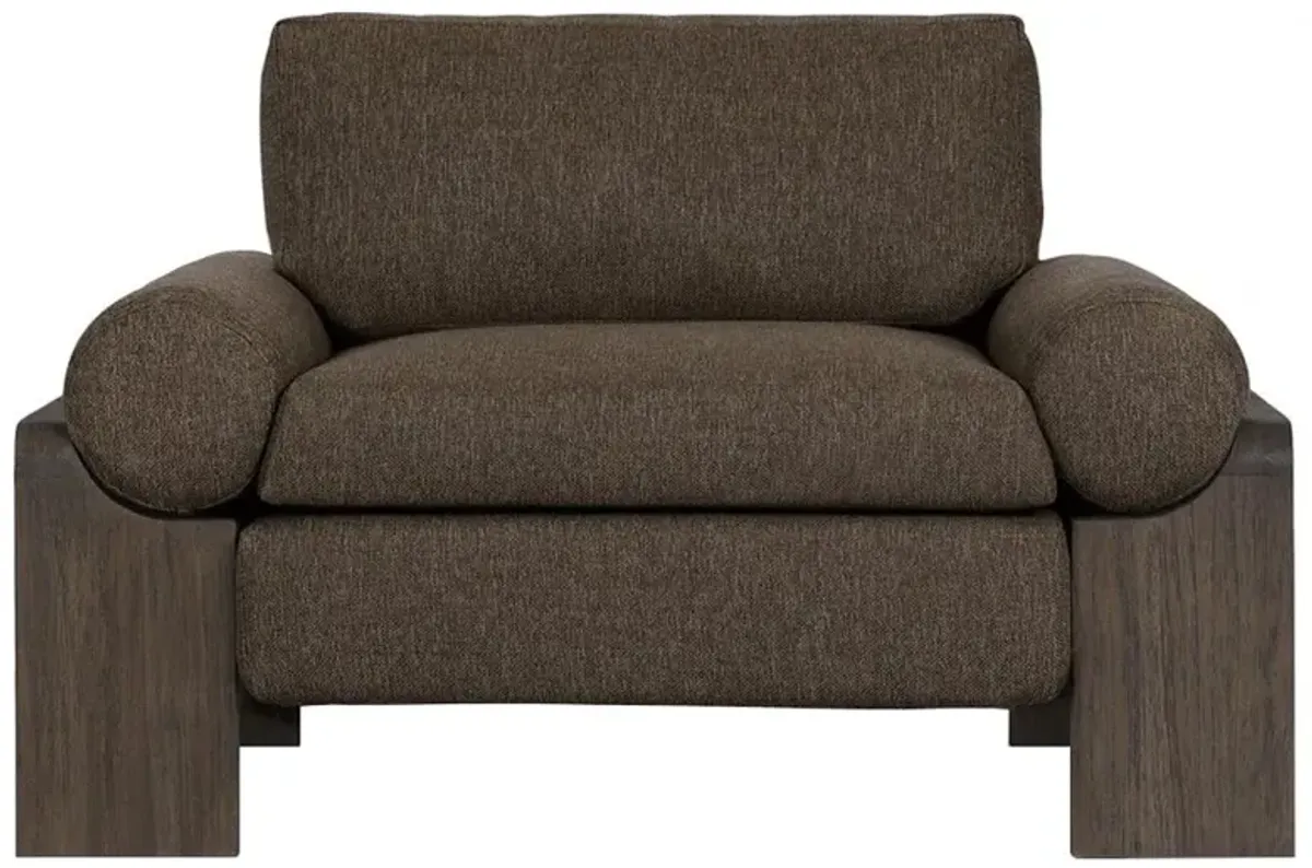 Sandari Modern Classic Brown Upholstered Teak Outdoor Chair