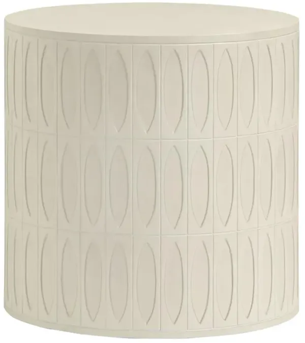Jeremy Modern Classic White Concrete Round Outdoor Drum End Table