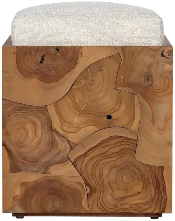 Thorn Coastal Beach Brown Teak Root Outdoor Stool