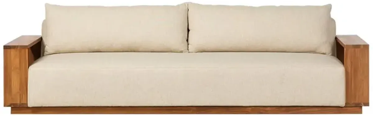 Fuego Coastal Beach Beige Teak Outdoor Sofa - 106"