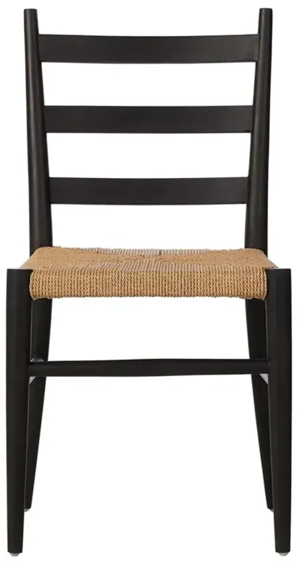 Leda Rustic Lodge Black Teak Wood Outdoor Ladderback Dining Chair