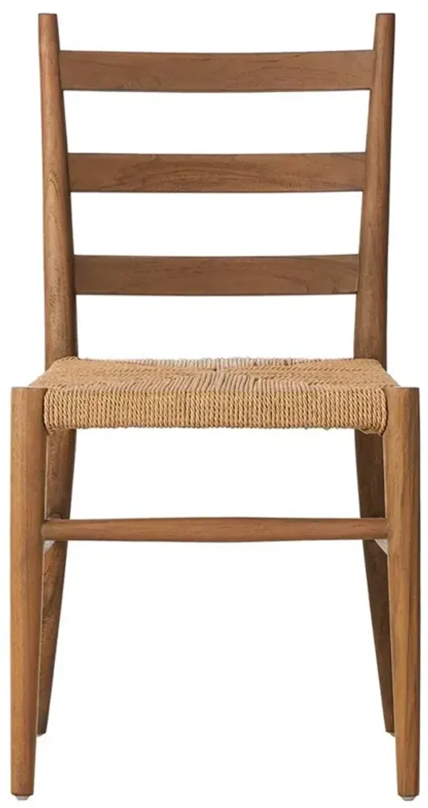 Leda Rustic Lodge Brown Teak Wood Outdoor Ladderback Dining Chair