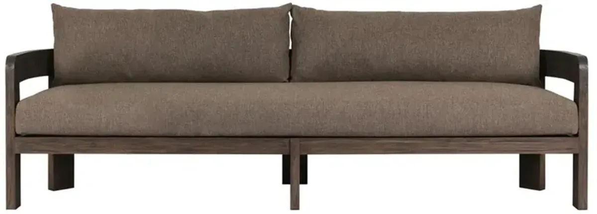 Aviel Rustic Lodge Brown Upholstered Teak Outdoor Sofa - 96"