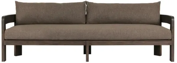 Aviel Rustic Lodge Brown Upholstered Teak Outdoor Sofa - 96"