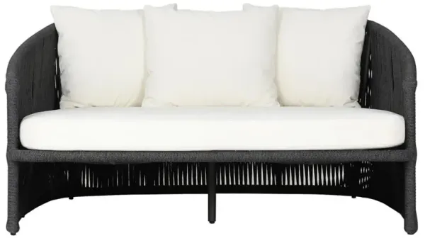 Porter Coastal White Upholstered Bronze Aluminum Woven Rope Outdoor Daybed