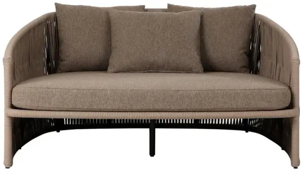 Porter Coastal Brown Upholstered Bronze Aluminum Woven Rope Outdoor Daybed