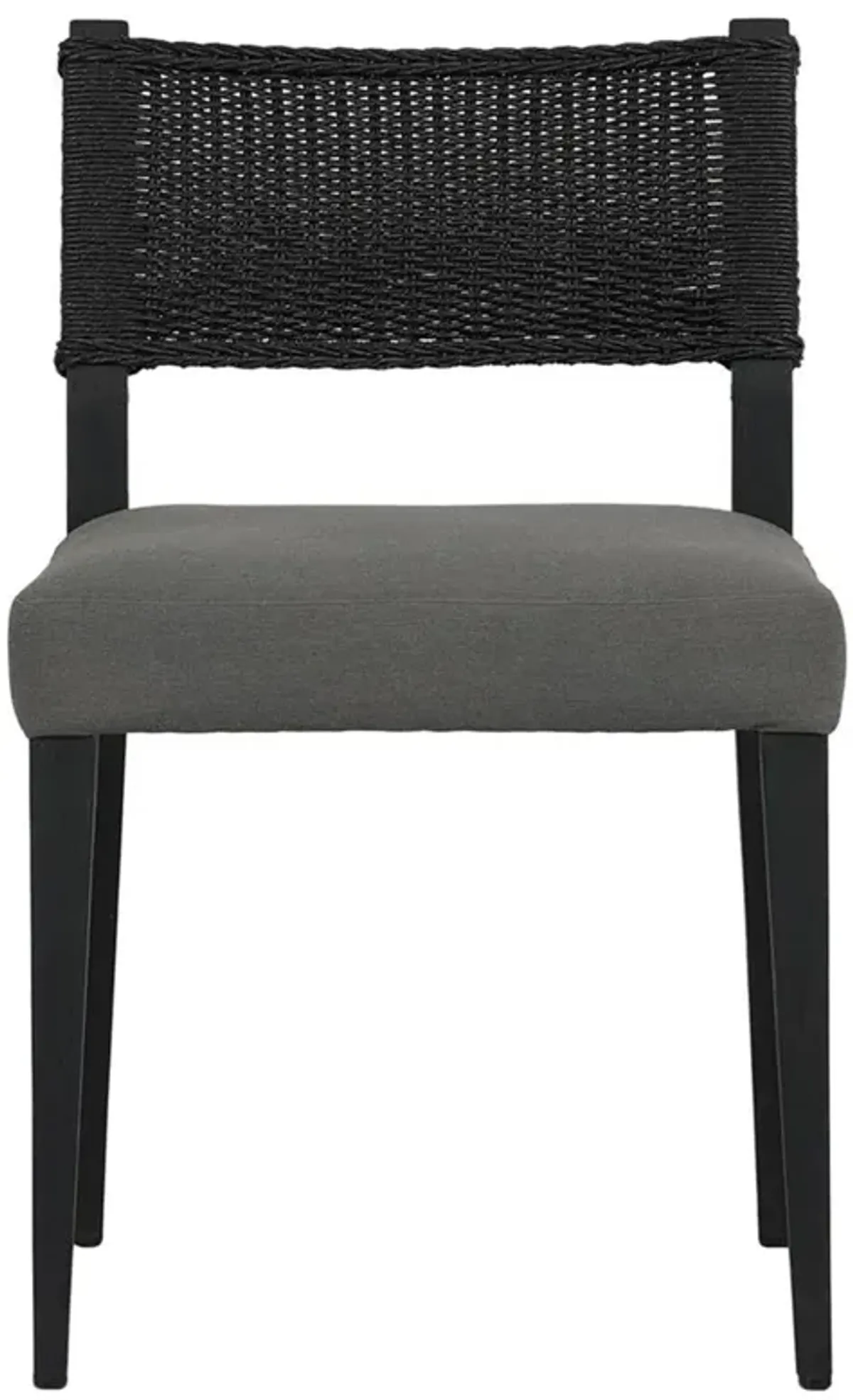 Ely Rustic Lodge Black Woven Teak Wood Outdoor Dining Chair